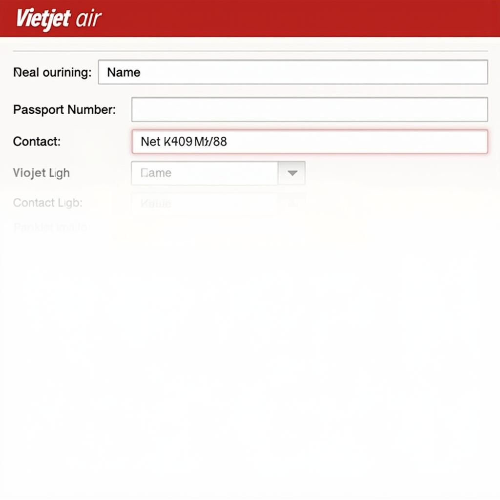 Điền thông tin hành khách cho chuyến bay Vietjet Air